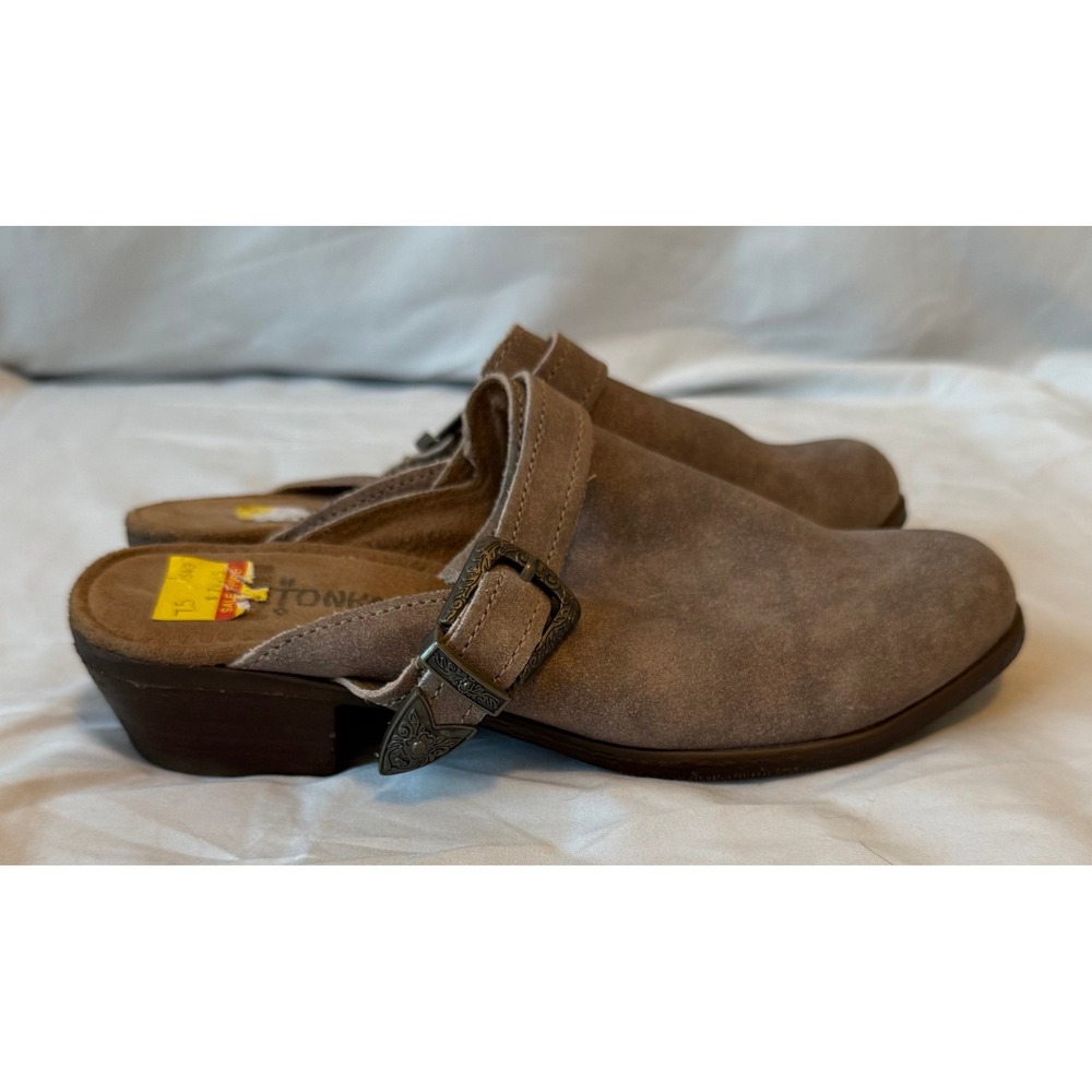 Minnetonka Women's Sz 7.5 Billie Brown Leather Closed Toe Low Heel Western Mules - Picture 5 of 9
